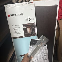 New ClosetMaid Impressions 48 in. Chocolate Top Shelf Kit, I Have 7 Boxes, ($20 Each) Was $50 Each