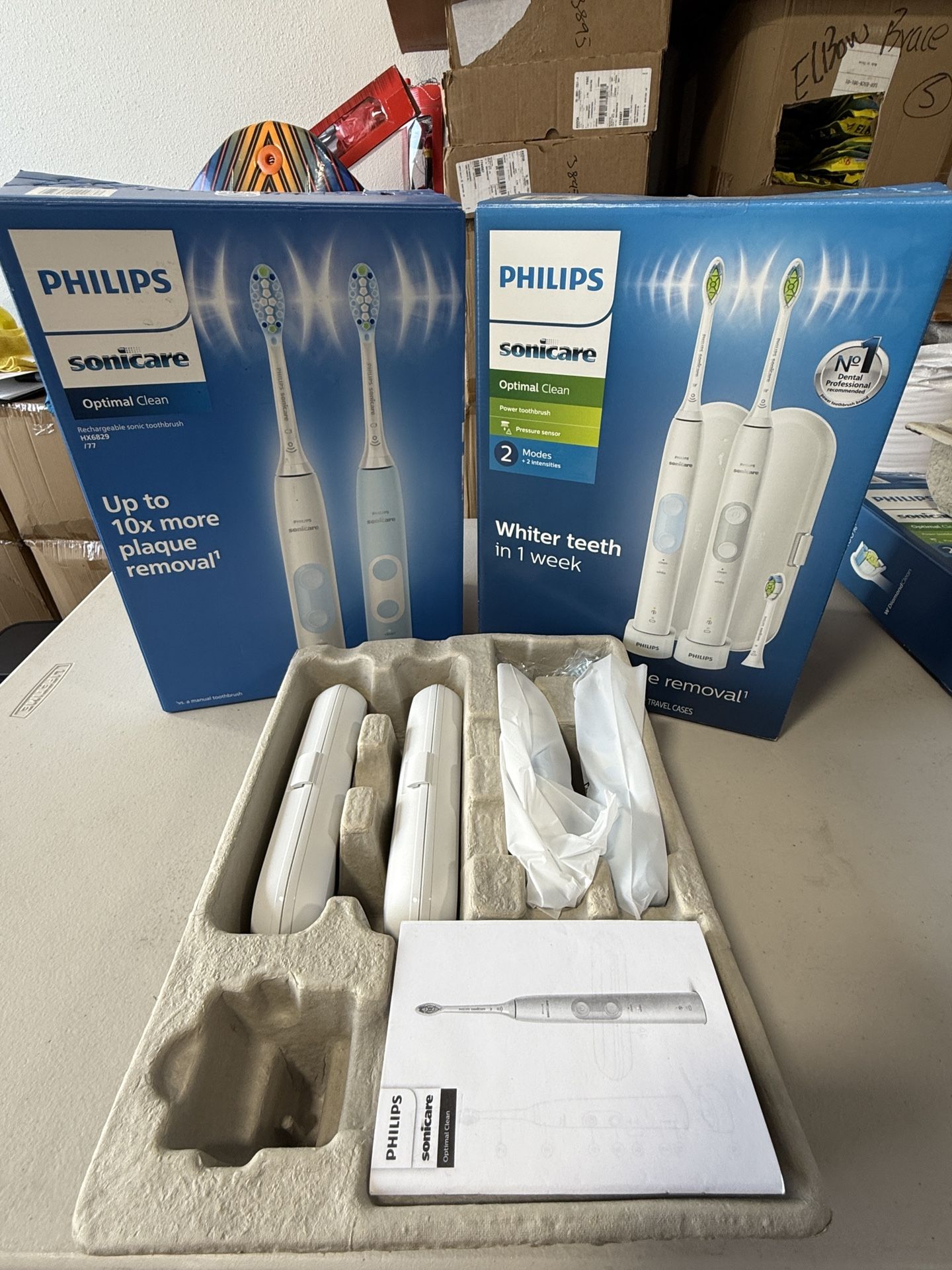 Philips Sonicare Optimal Clean Rechargeable Electric Toothbrush, 2-pack