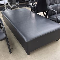 Black Leather Waiting Room Bench / Ottoman – 71”