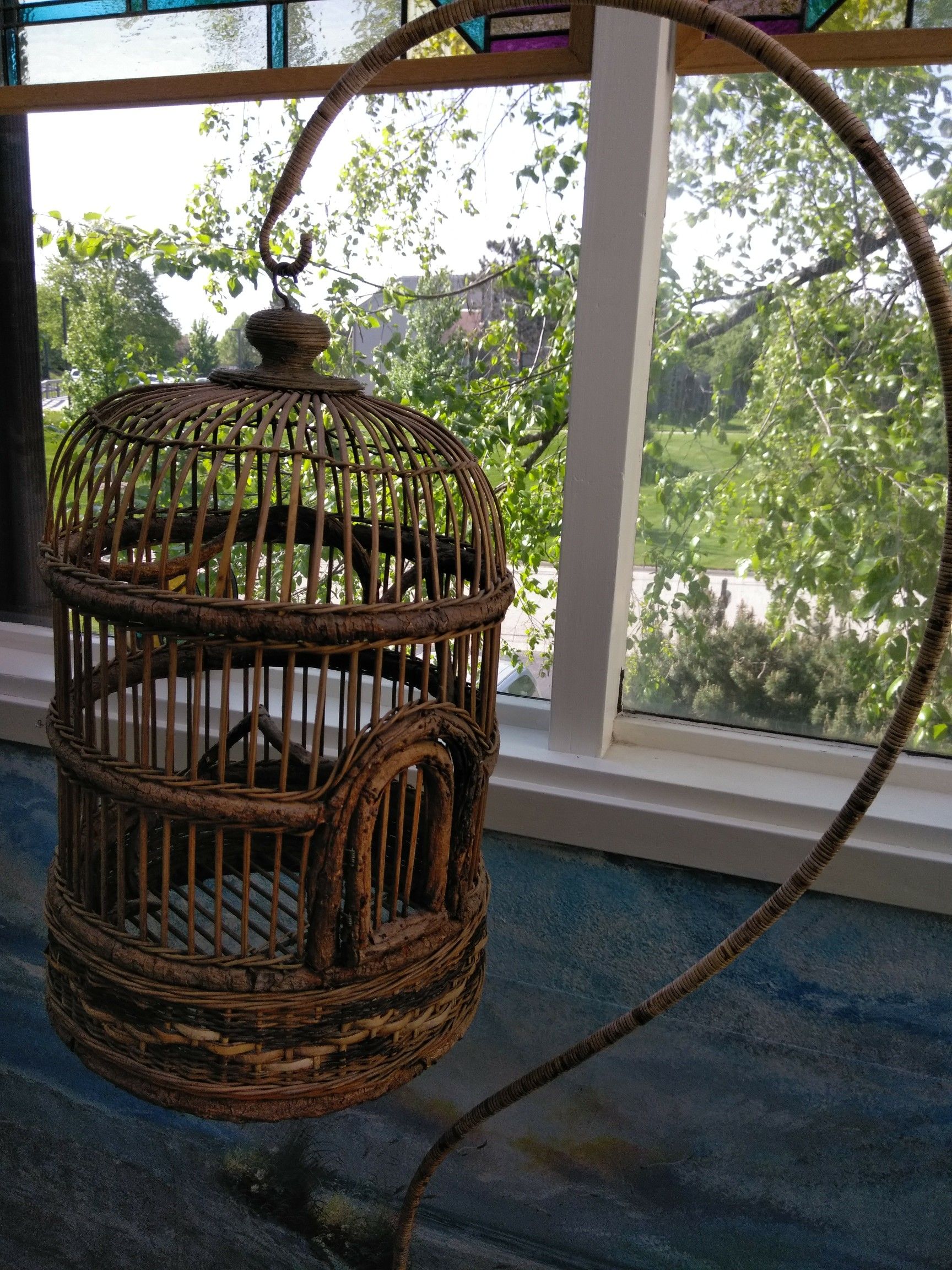 Antique Birdcage Wicker/Twig With Stand
