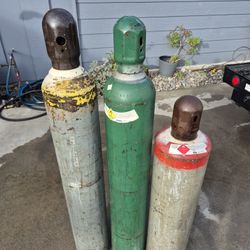  oxygen and acetylene bottles