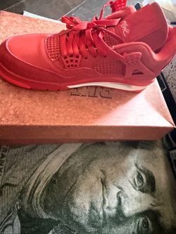 Air Jordan 4 Red Suede Sneakers