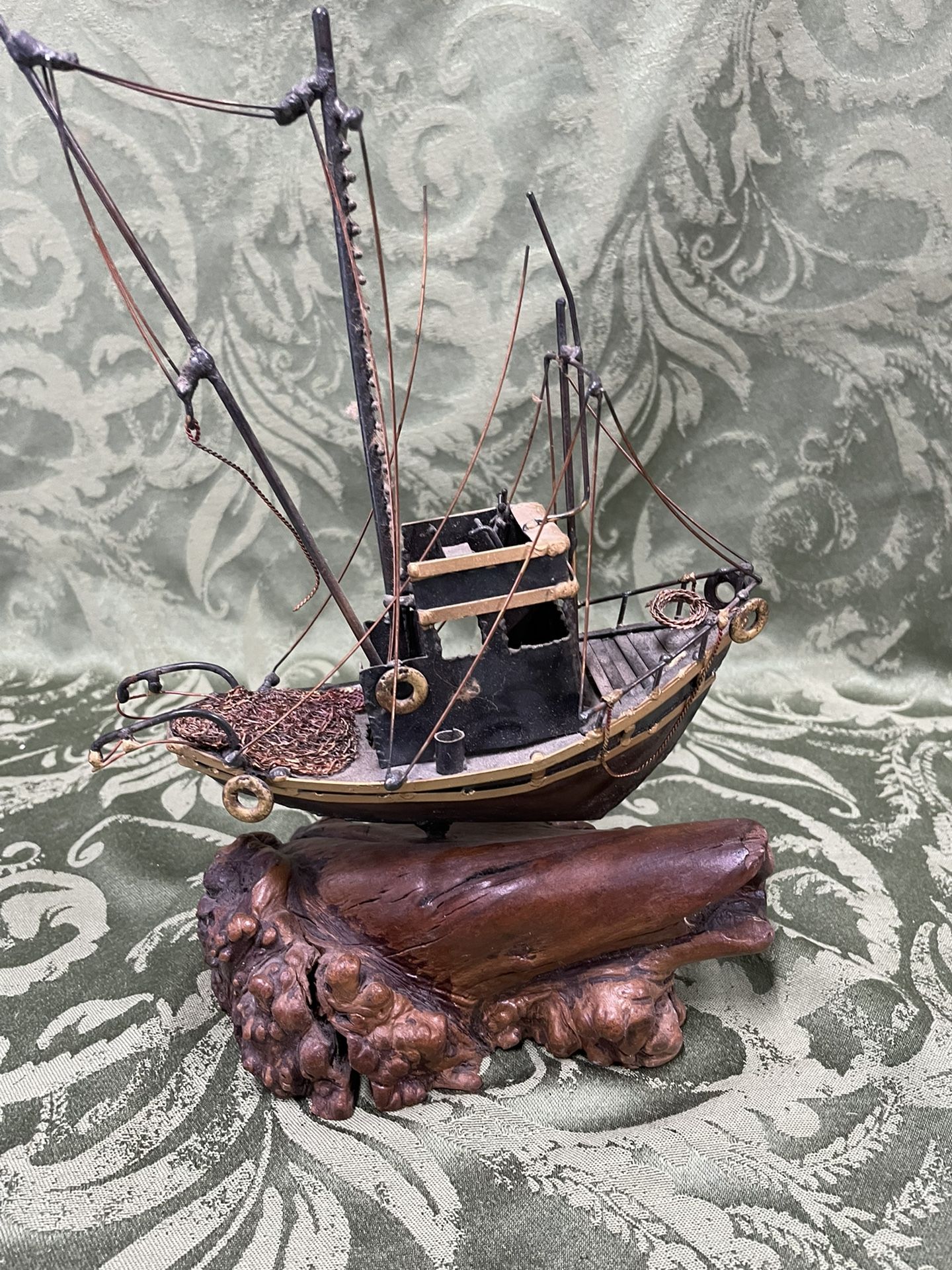 Le Blanc Burl Brass Copper Boat