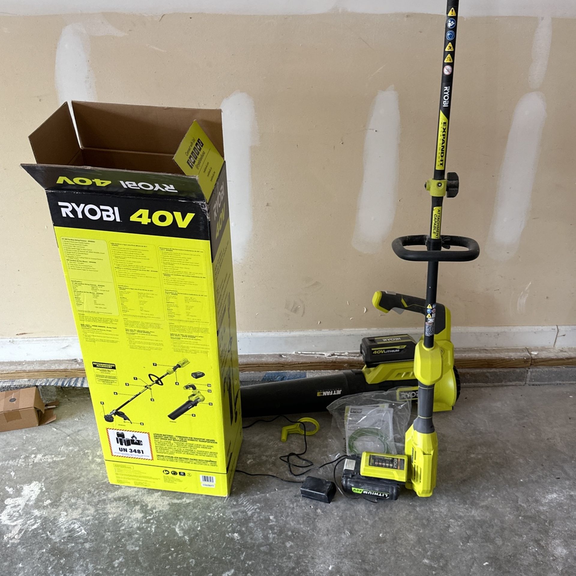 Ryobi Leaf Blower And Weed Whacker With Batteries And Charger