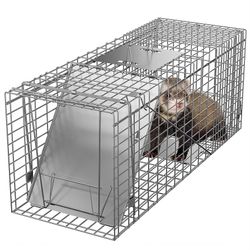 ZENY Live Animal Cage Trap 32" X 12.5" X 12" w/Iron Door Steel Cage Catch Release Humane Rodent Cage