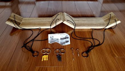 Light wood angled wall hanging shelves