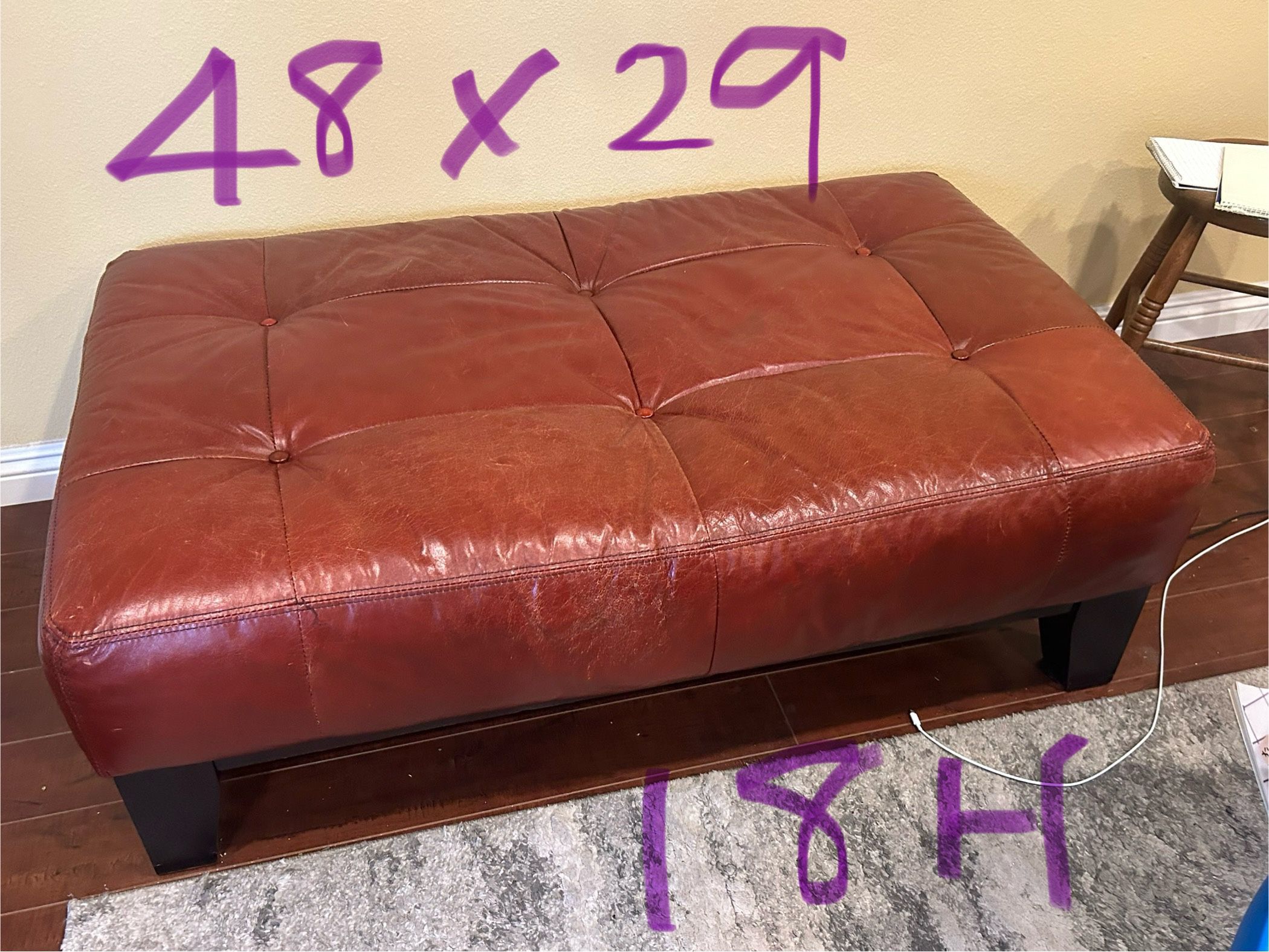 Genuine Leather Ottoman Table Foot Rest 