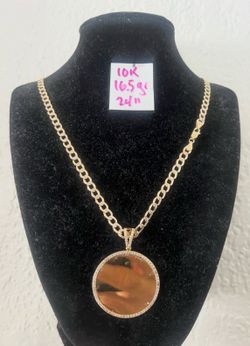 10K Solid Gold Chain and Pendant For Wedding 10.5Gr 24 Inches Long