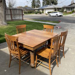 Antique Table With Extra Leaves And Chairs