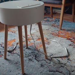 White Electric Outlet Side Table