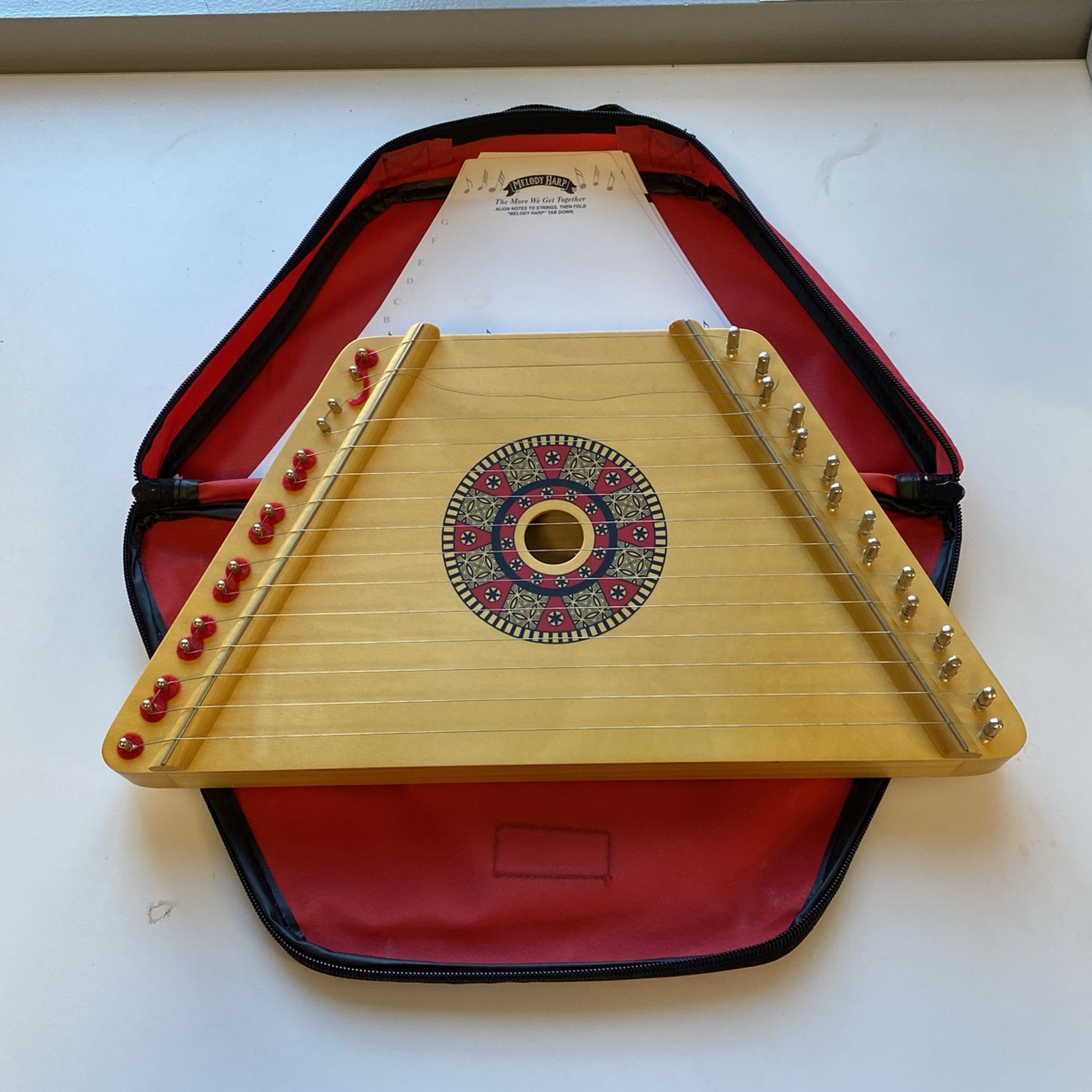 Melody Harp Lap Harp By Hearth song With Case & 8 Sheet Music