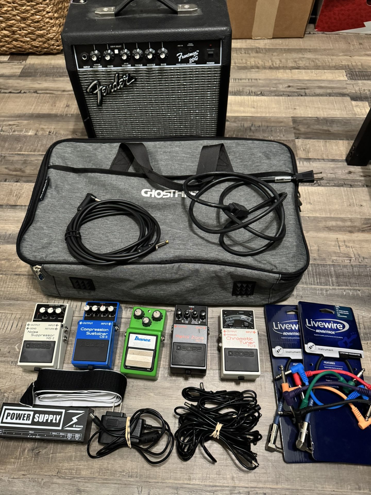 Guitar Pedal Board And Amplifier