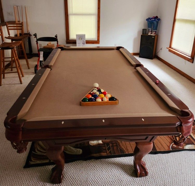 7 Ft. Gandy Pool Table With Cues, Balls, Triangle And Cue Rack
