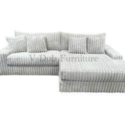 Big Soft White Grey Sectional Couch