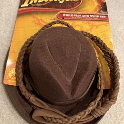 NEW Kids Indiana Jones Child Hat And Whip Set For Ages 4 and Up