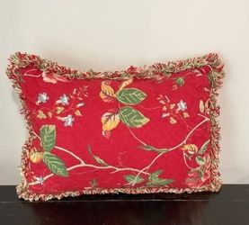 Red Accent Pillow with Decorative Trim