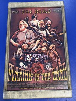 Handmade Grateful Dead Wood Throughout The Years poster.  Approx. 11x14