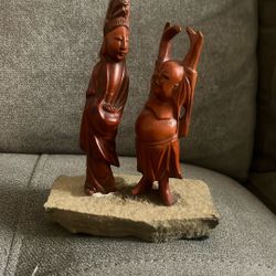 Kwan Yin goddess And Happy Buddha