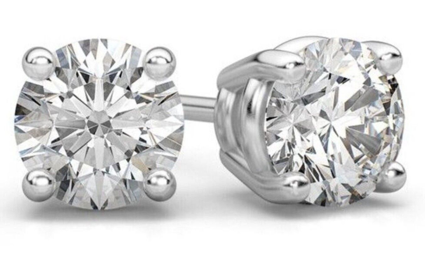 3.05 Carat Diamond Earrings 14k White Gold