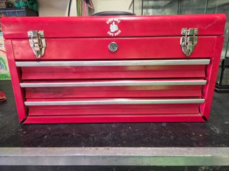Red Metal Tool Box with Drawers