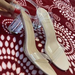 Clear Chunky Heels  8.5 