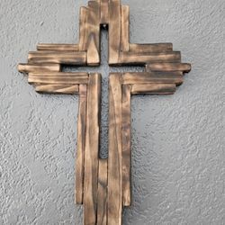 Handmade Wooden Cross Wall Decor  14"L x 10" W