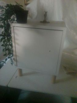 Two White Single-Door Storage Cabinet with Legs