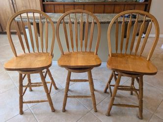 Set of 3 Wood Swivel Bar Stools