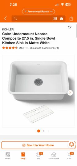 KOHLER Cairn Undermount Neoroc Composite 27.5 in. Single Bowl Kitchen Sink in Matte White