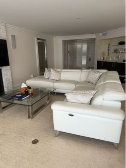 White leather sectional sofa