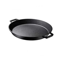 Bruntmor Pre Seasoned Cast Iron 16 inch Skillet, Dual Large Loop Handled Durable Pan, Cast Iron Breakfast Skillet, Black Pan for Grill and Deep Frying