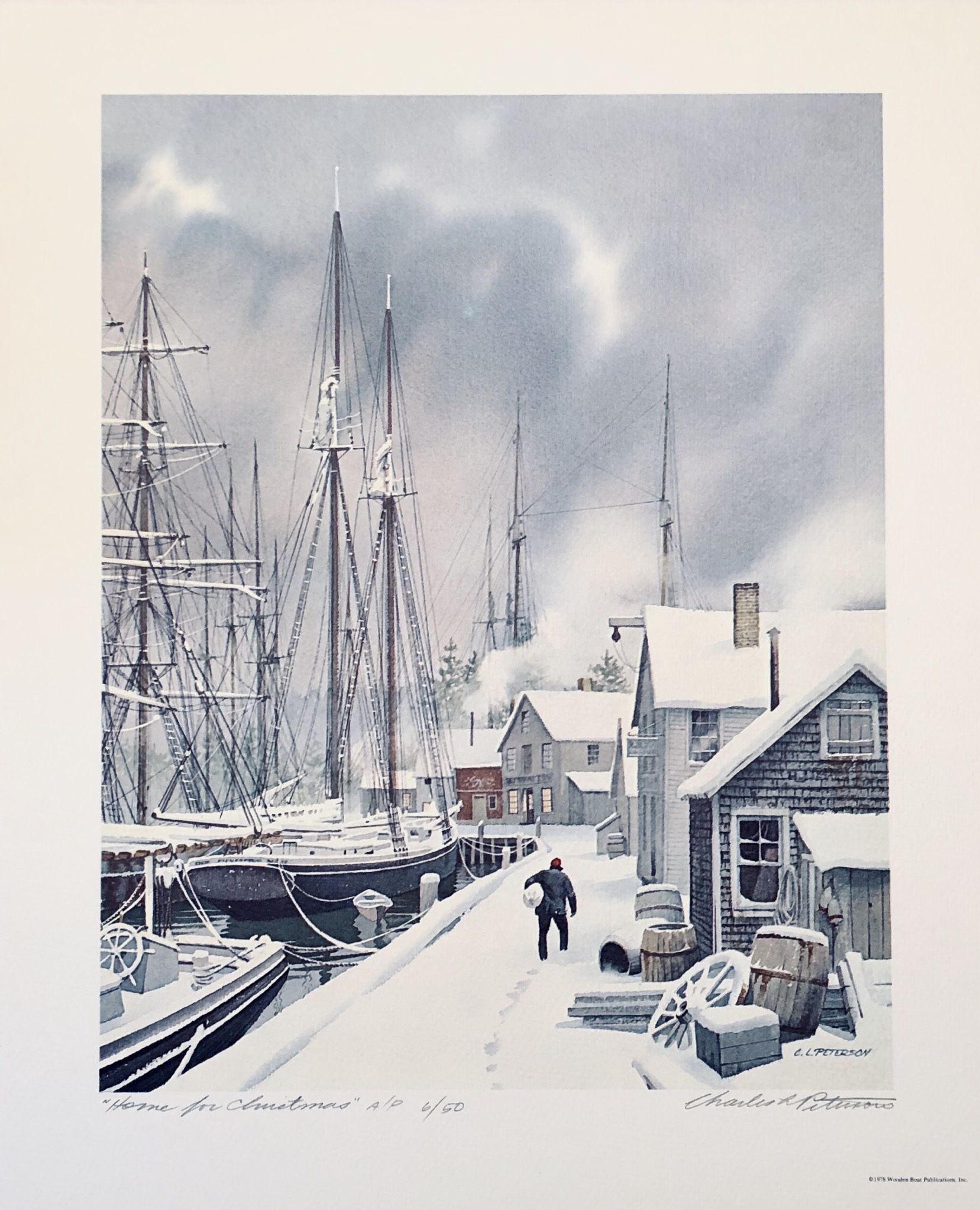Charles Peterson HOME FOR CHRISTMAS Unframed Mint ARTIST'S PROOF 6/50