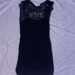 Free People Black Lace Mini Dress 