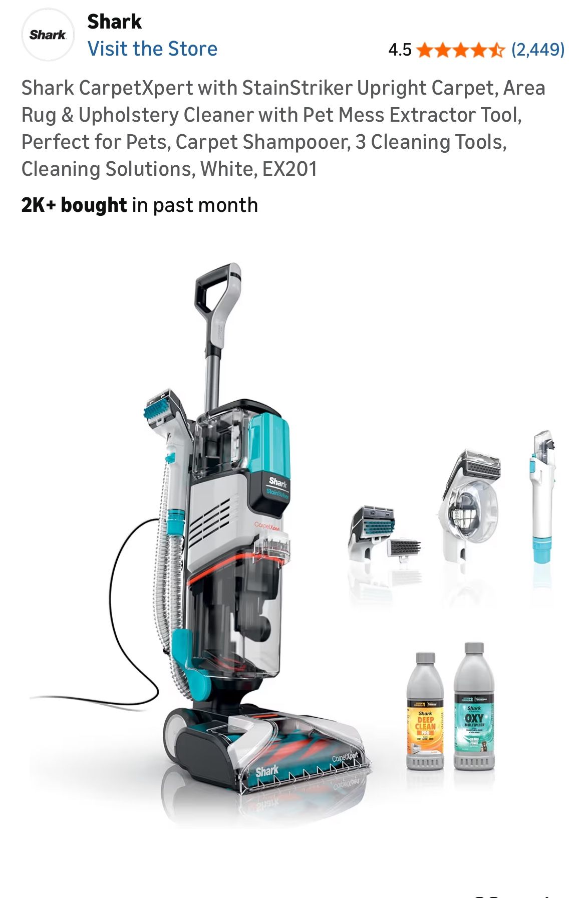 NEW Shark CarpetXpert with StainStriker Upright Carpet, Area Rug & Upholstery Cleaner