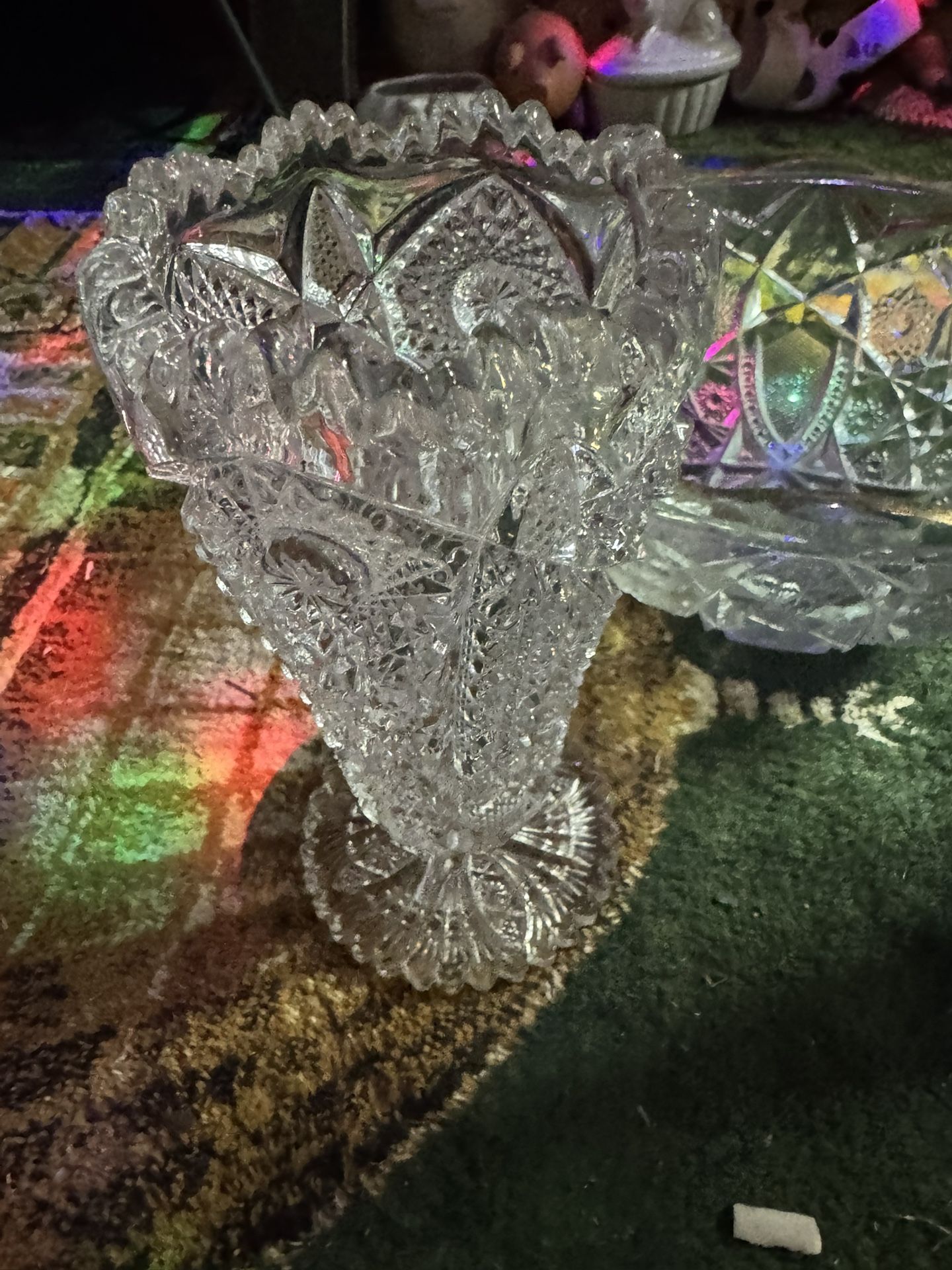 Vintage Imperial Glass 'Hobstar' Pattern Footed Vase