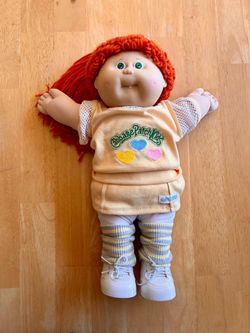 Vintage Cabbage Patch Kid Doll Red Hair Green Eyes 80s Workout Outfit