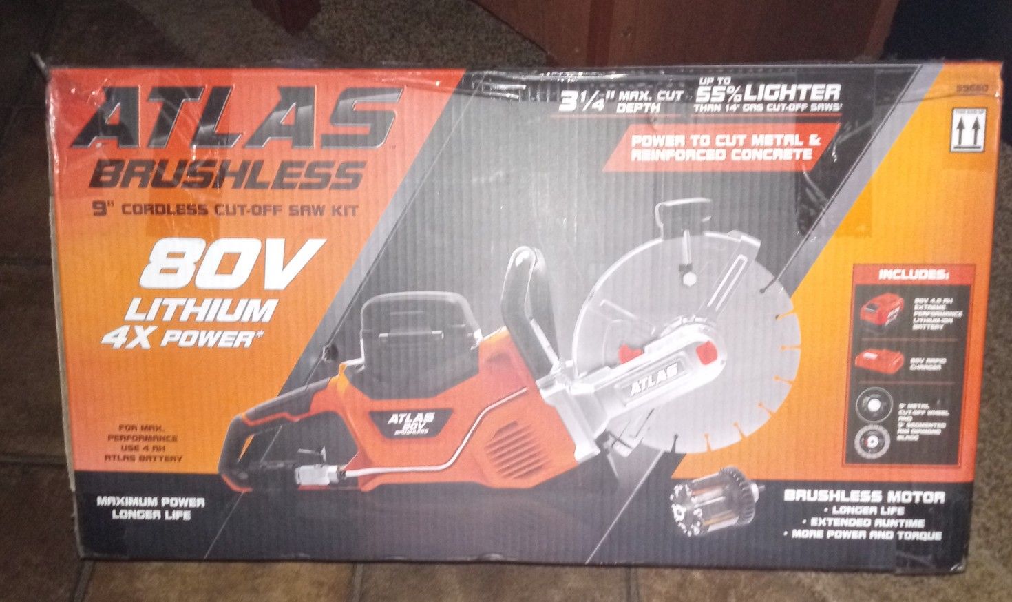 Atlas 80V brushless 9" cordless cut-off saw kit