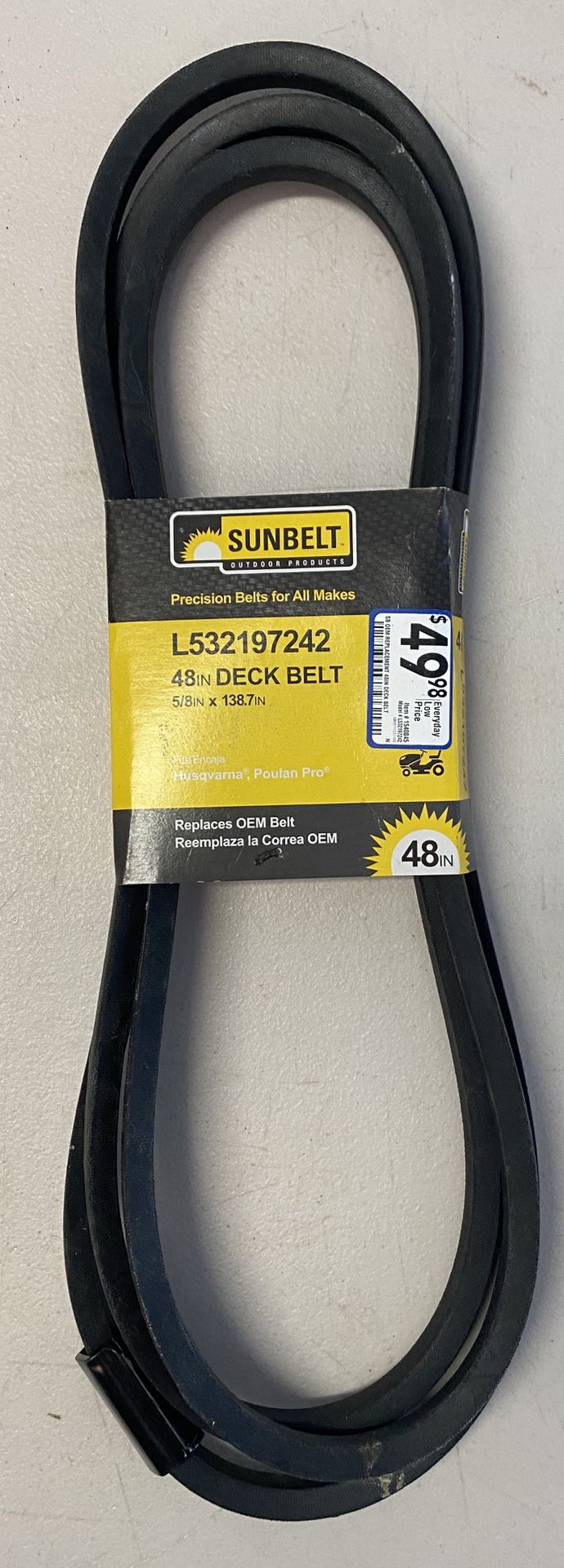 Sunbelt L-532197242 48-in Deck Belt for Riding Mower/Tractors (5/8-in W x 138.7-in L)