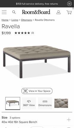 Room & Board Ravella Tufted Ottoman- can deliver