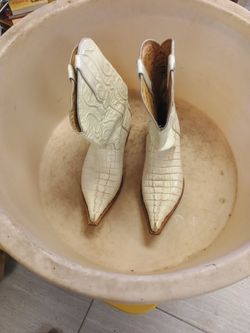 White Gator Leather Boots