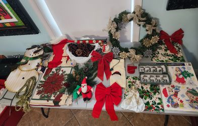 LOTS of Holiday Decorations, a Light Up Wreath, Silver Reindeer & Much More!