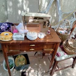 Singer Sewing Machine And Chair
