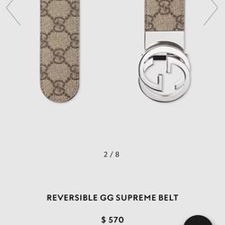 Gucci Belt Reversible GG Supreme Belt (size 30)