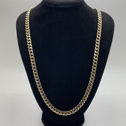 HOLLOW CUBAN CHAIN 10KT YELLOW GOLD, 33.5 GRAMS, 26” LENGHT, 7.2 MM. 