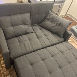 52" Sleeper Sofa, Convertible Sofa Bed, Loveseat, Linen, Dark Gray with Pull-Out Bed, 3-in-1,