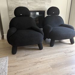 Black boucle chairs