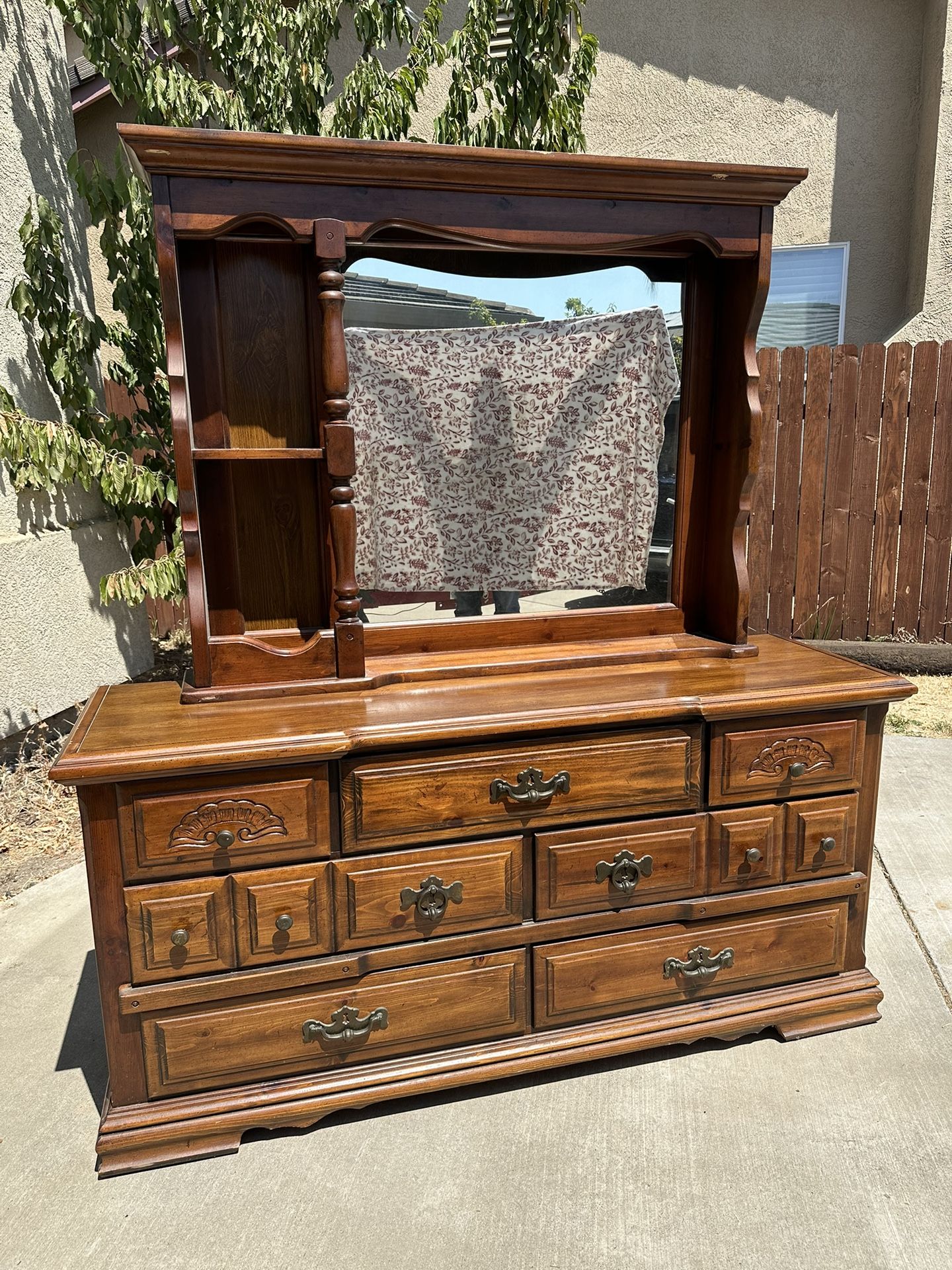 dresser with hutch Montana Espresso Dark Wood & brown maple Vintage 7 Drawer Dresser With
