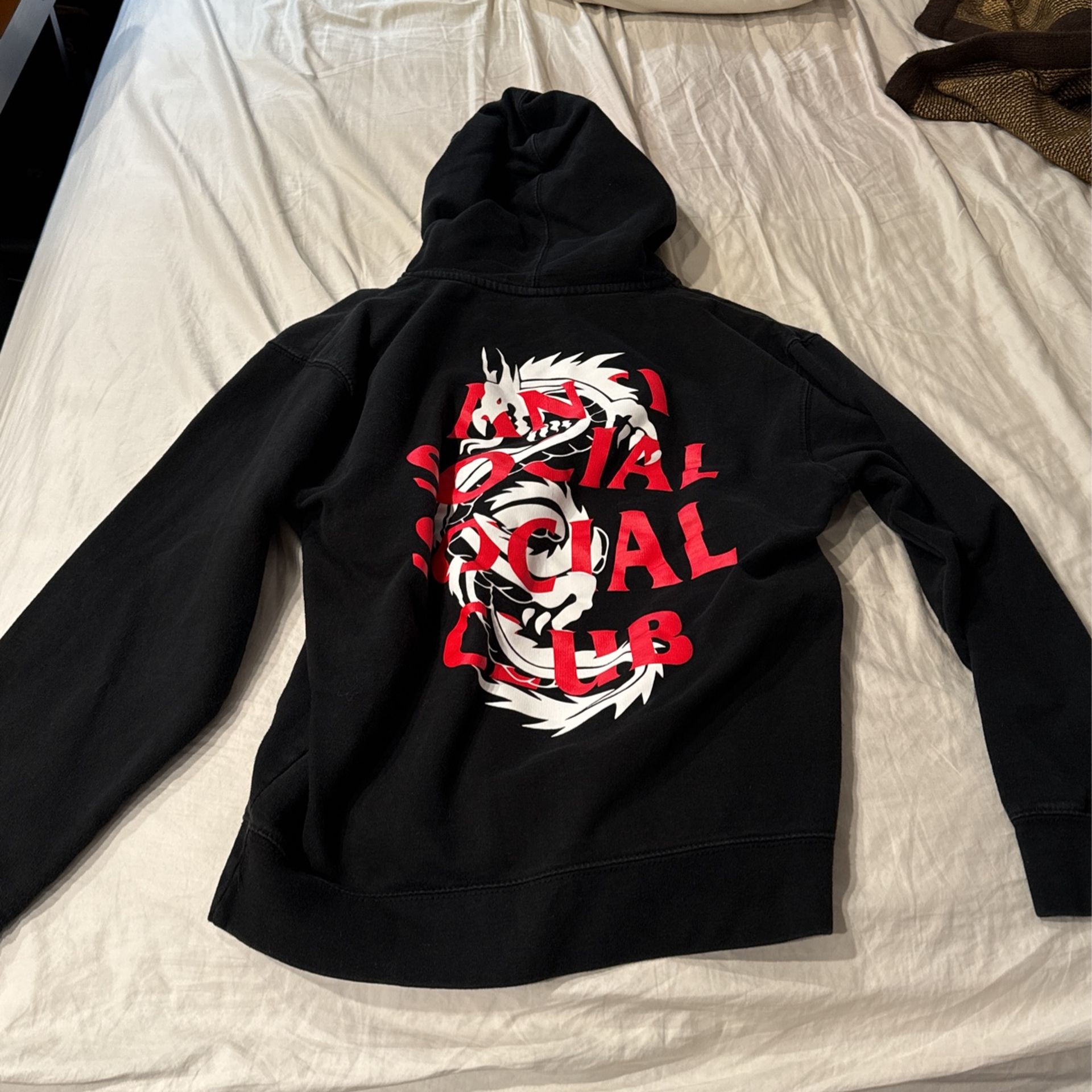 Anti Social Social Club Garden Grove Dragon Black Red Hoodie Size Small