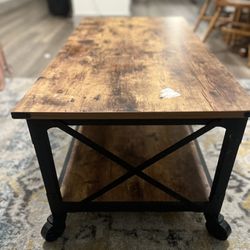 Industrial Coffee Table With Wheels 