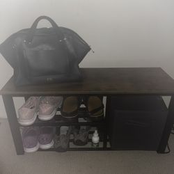🪑 Industrial Shoe Rack Bench with Storage – Wood & Metal 💡 Price: $15
